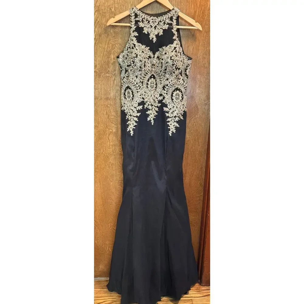 Xscape Embellished Taffeta Mermaid Style Formal Gown sz 12